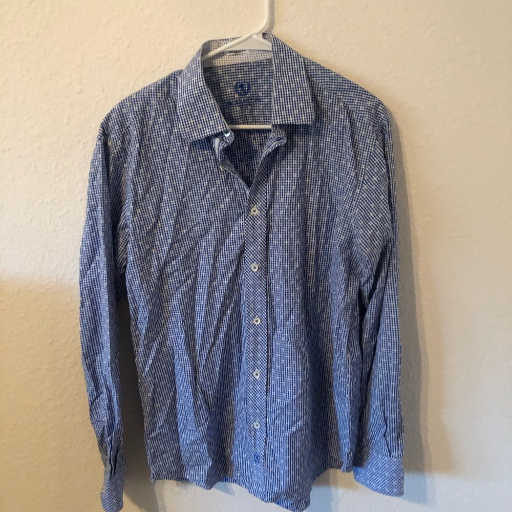 Men’s Blue Bugatchi Long Sleeve Shirt